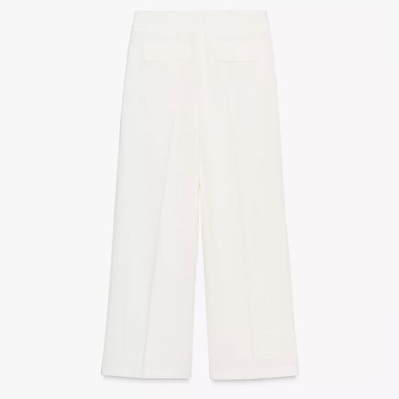 ZARA PLEATED WIDE LEG PANTS ECRU - Picture 6 of 7
